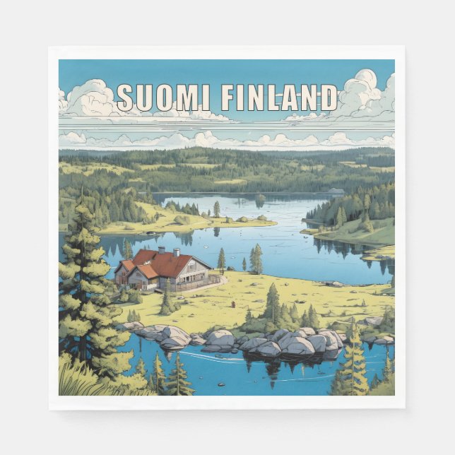 Finland Nature Illustration Napkin (Front)