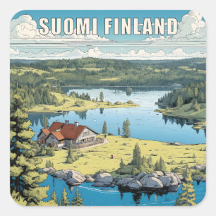 Finland Nature Illustration Square Sticker