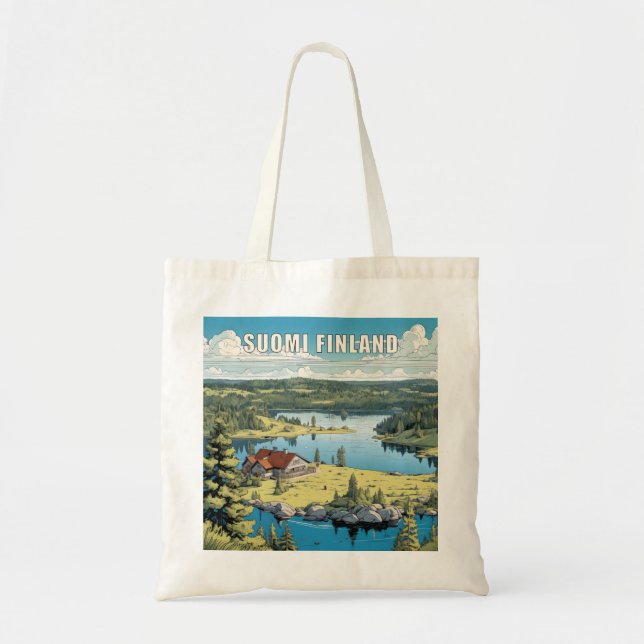 Finland Nature Illustration Tote Bag (Front)