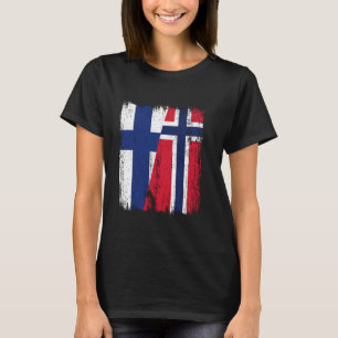 Finland Norway Half Flag Finish Norwegian Ancestry T-Shirt