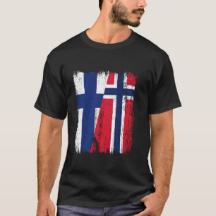 Finland Norway Half Flag Finish Norwegian Ancestry T-Shirt