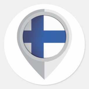 Finland Pin Location Flag Classic Round Sticker