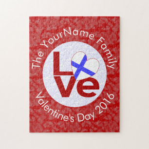 Finland Red LOVE Flag Personalised  Jigsaw Puzzle