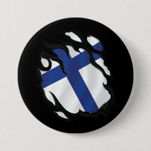 Finland Ripped Flag 7.5 Cm Round Badge