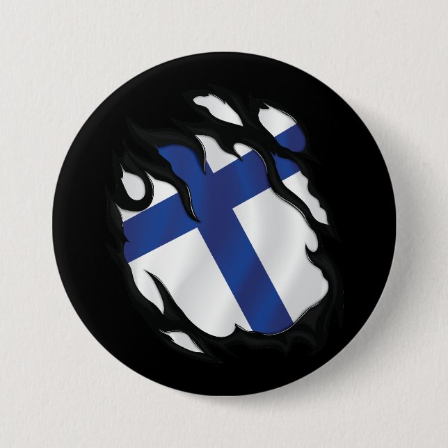 Finland Ripped Flag 7.5 Cm Round Badge (Front)