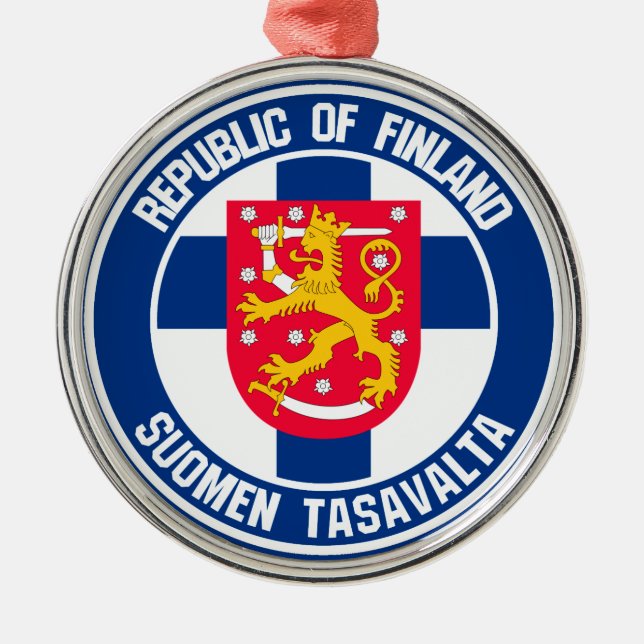 Finland Round Emblem Metal Ornament (Front)