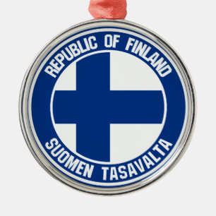 Finland Round Emblem Metal Ornament