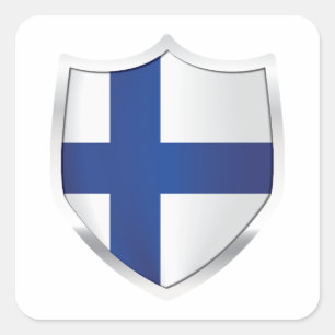 Finland Silver Shield Flag perfect for you or Your Square Sticker
