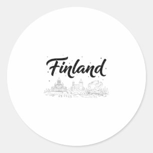 Finland Skyline Travel Vacation Outfits Classic Round Sticker