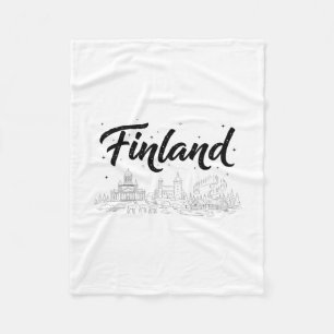 Finland Skyline Travel Vacation Outfits  Fleece Blanket