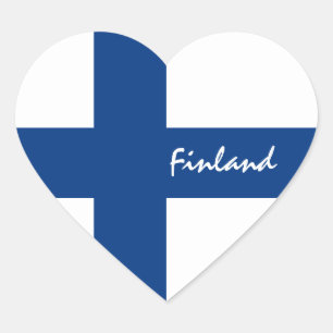 Finland Sticker, Heart, Patriotic Finnish Flag Heart Sticker