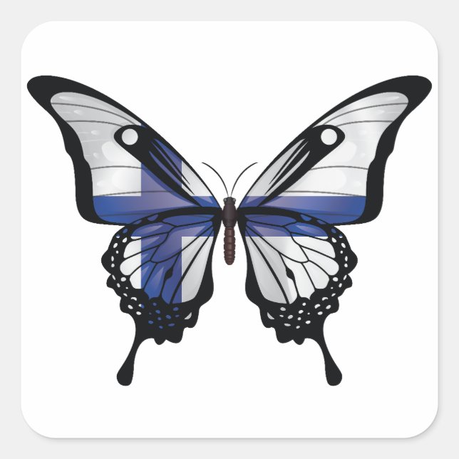 Finland Swallowtail Butterfly Flag Sticker (Front)