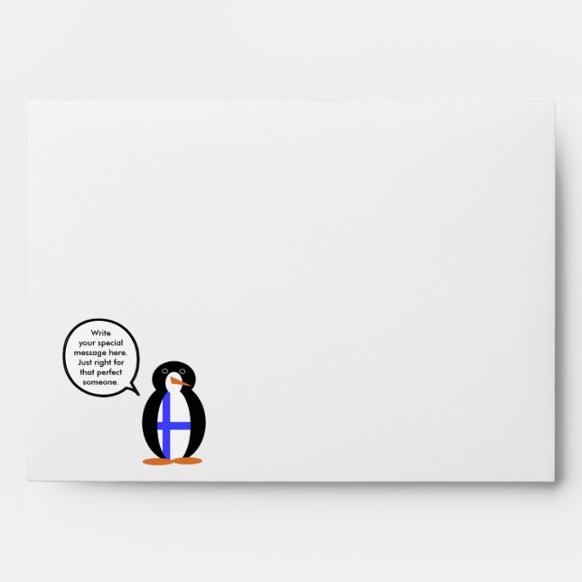Finland Talking Ms. Penguin Personalised  Envelopes (Front)
