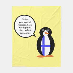 Finland Talking Ms. Penguin Personalised  Fleece Blanket