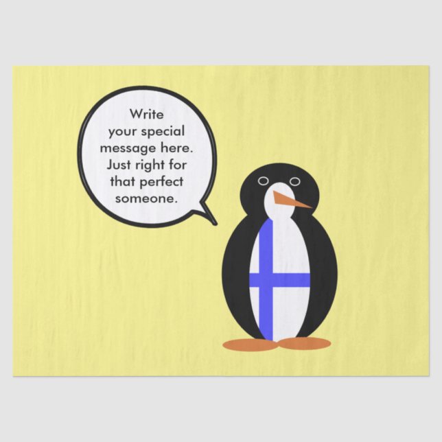 Finland Talking Ms. Penguin Personalised  Tissue Paper (Front)