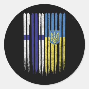 Finland Ukraine Finnish Ukrainian Flag  Classic Round Sticker