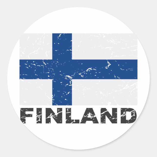 Finland Vintage Flag Classic Round Sticker (Front)