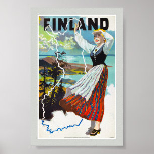 Finland Vintage Travel Poster Restored
