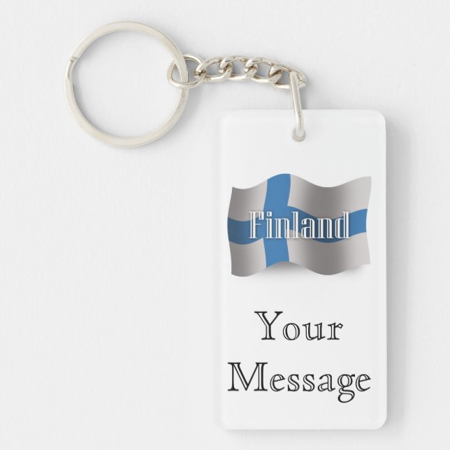 Finland Waving Flag Key Ring (Front)