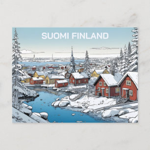 Finland Winter Illustration Postcard