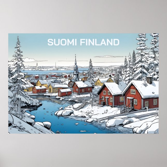 Finland Winter Illustration Poster (Front)