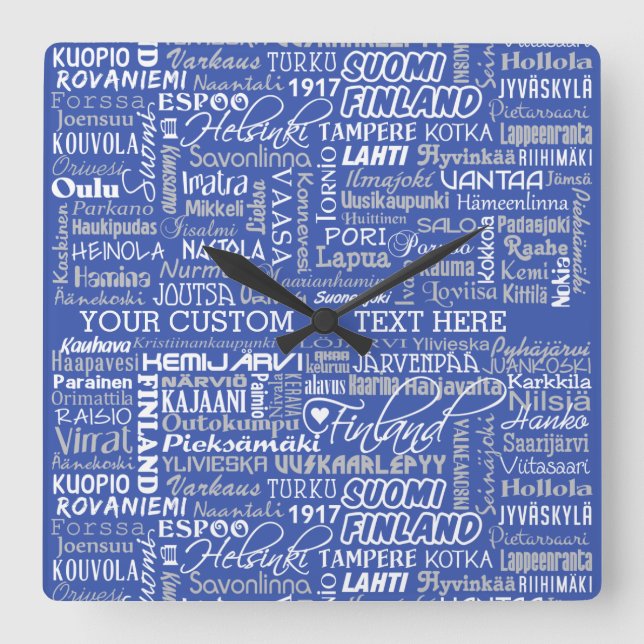 Finland's Towns custom colour wall clock (Front)