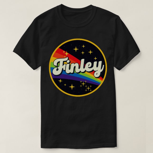 Finley Rainbow In Space Vintage Style T-Shirt (Design Front)