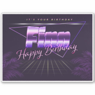 Finn Name Vorname lila retro Sticker Geburtstag