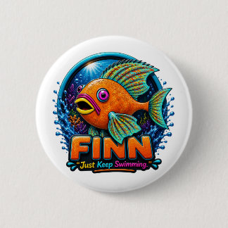Finn the Dolphin – “Ride the Waves of Wonder” 6 Cm Round Badge