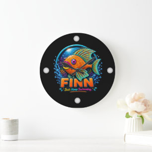 Finn the Dolphin – “Ride the Waves of Wonder” Large Clock