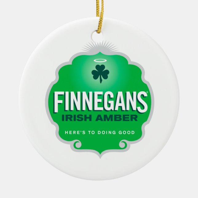 Finnegans Irish Amber Crest Ceramic Tree Decoration (Front)