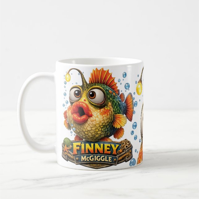 Finney McGiggle Funny Corky Fish Coffee Mug (Left)