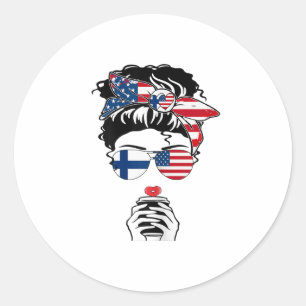 Finnish American Coffee Mama Girl Sis Aunt Finland Classic Round Sticker
