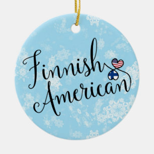 Finnish American Hearts Flags Holiday Decoration