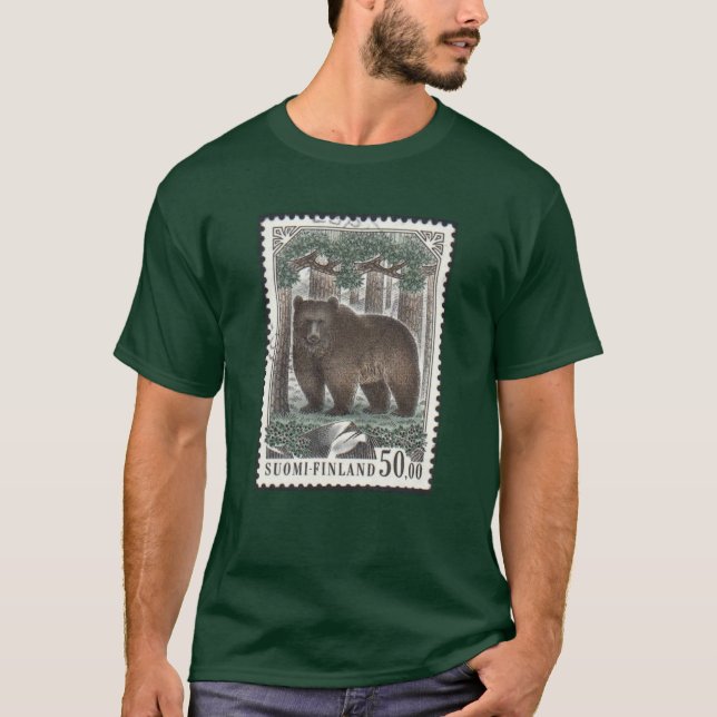 Finnish Bear Stamp Forest Green T-Shirt (Front)