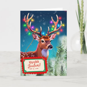 Finnish Christmas Deer Spreading Cheer and Joy Holiday Card