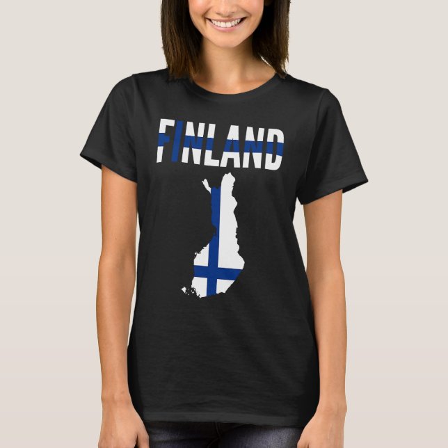 Finnish   Finland Country Map Flag T-Shirt (Front)