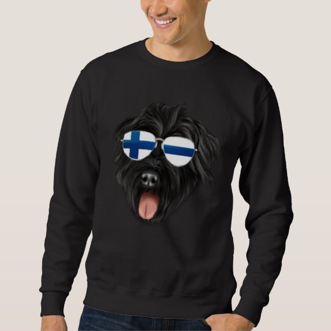 Finnish Flag Bouvier des Flandres Dog Finland Pock Sweatshirt (Front)