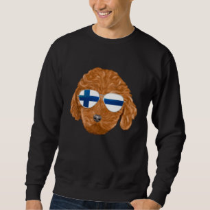 Finnish Flag Brown Poodle Dog Finland Pocket Sweatshirt