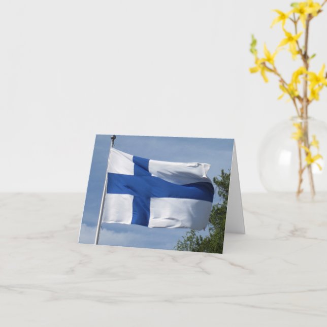 Finnish Flag Card (Yellow Flower)
