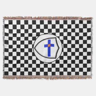 Finnish flag-coat arms throw blanket