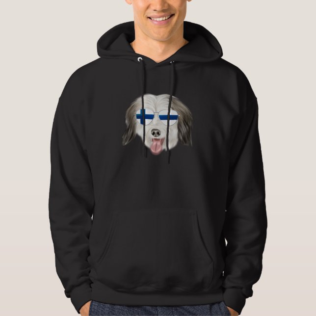 Finnish Flag Coton de Tulear Dog Finland Pocket Hoodie (Front)