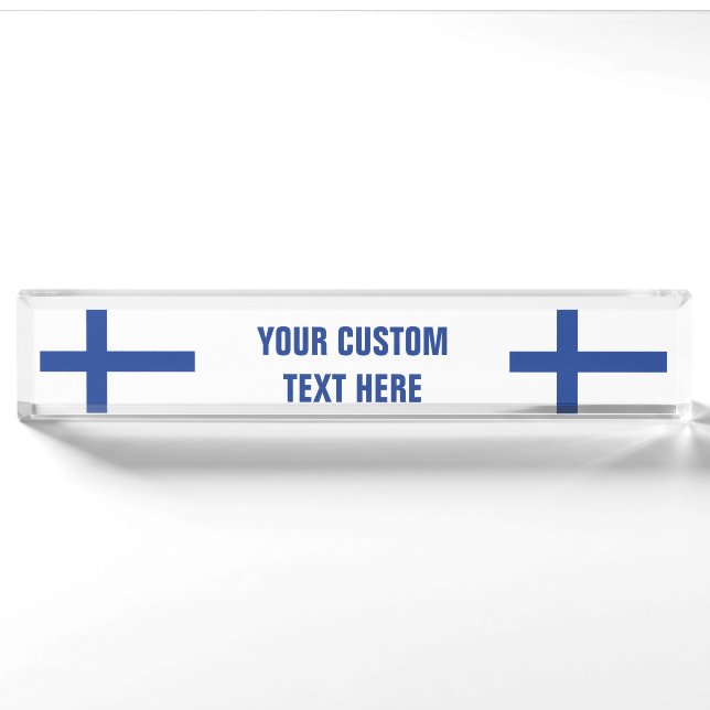 Finnish Flag custom desk plate (Front)