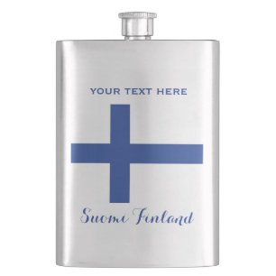Finnish Flag custom monogram flask