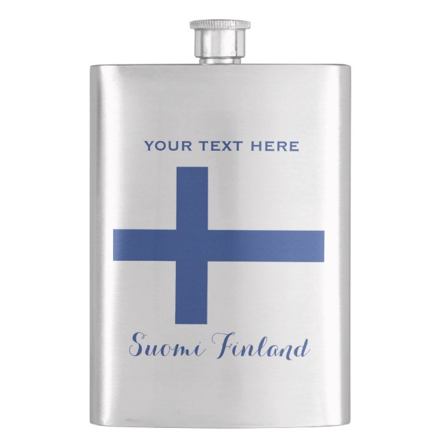 Finnish Flag custom monogram flask (Front)