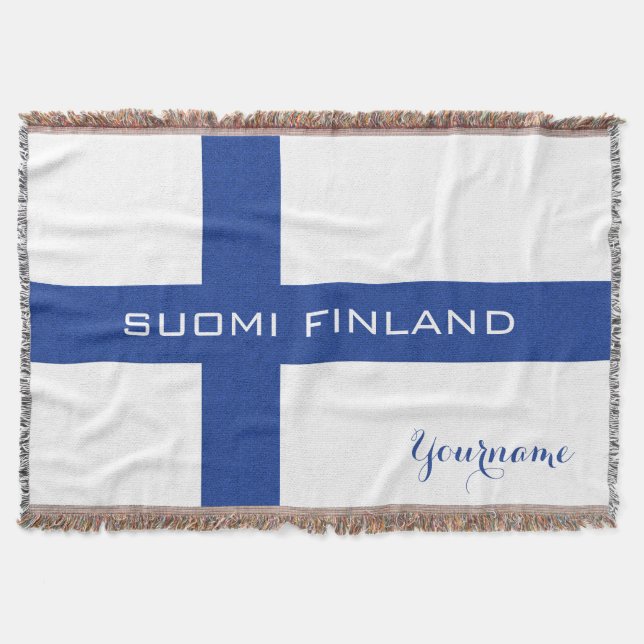 Finnish Flag custom throw blanket (Front)