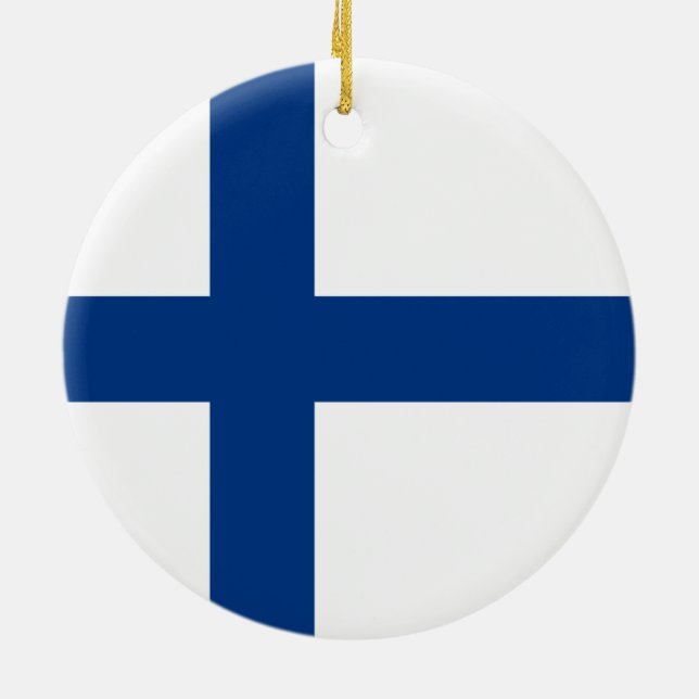 Finnish Flag (Finland) Ceramic Ornament (Back)