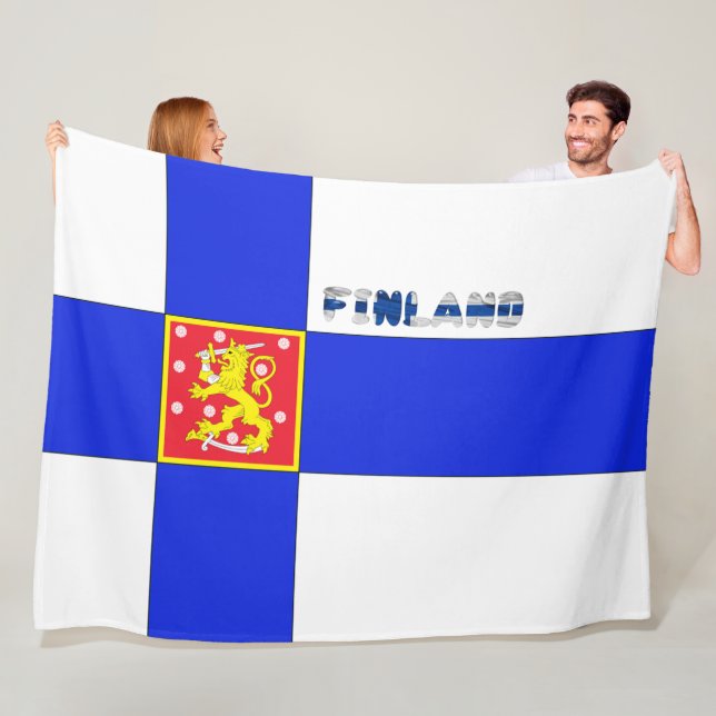 Finnish flag fleece blanket (In Situ)