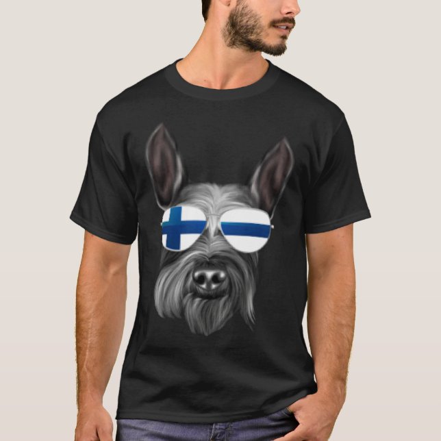 Finnish Flag Giant Schnauzer Dog Finland Pocket T-Shirt (Front)