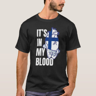 Finnish Flag Heart Blood Veins Hand Finland T-Shirt